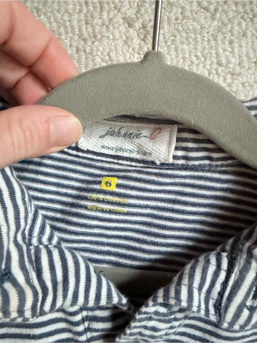 johnnie-O Navy & White Striped Polo with Yellow Accent - Picture 2 of 3